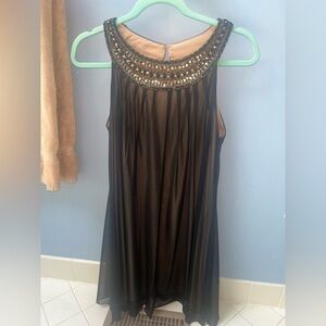 Women’s Jessica Howard Sleeveless Sequin Black & Tan Dress- size 14 (large)